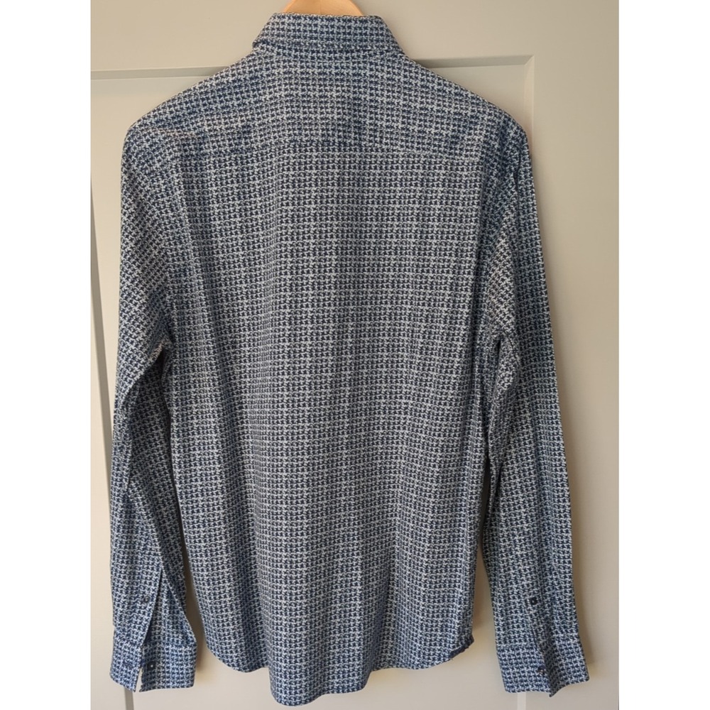 Robert Graham Modern Americana Men's TAILORED Flip‎ Cuff Blue Check Shirt Large - Picture 10 of 13